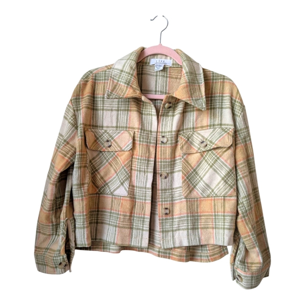 Love Is For Eternity Cropped Wool Blend Plaid Shacket Oversized Small
